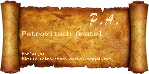 Petrovitsch Anatol névjegykártya